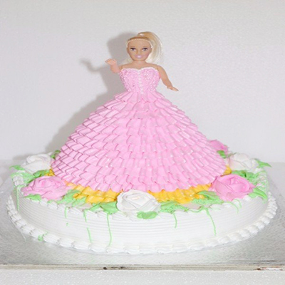 "Pink Frill Gown Cake DC1 -5kgs (Bangalore Exclusives) - Click here to View more details about this Product
